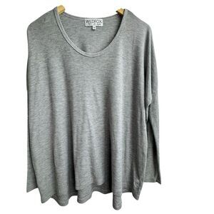 Wildfox Gray  Thermal Pullover Long Sleeve Scoop Neck Ribbed Oversize Top XS